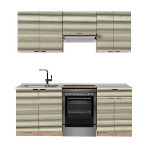 Complete keukeneenheid eiken paneel/goudkraft eik 200x60x81.6 fame-line Complete keukeneenheid eiken paneel/goudkraft eik 200x60x81.6 fame-line