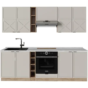 Complete keukeneenheid grijs/beige/gouden eik 235x60x81.6 fame-line Complete keukeneenheid grijs/beige/gouden eik 235x60x81.6 fame-line
