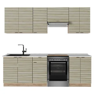 Complete keukeneenheid eiken paneel/goudkraft eik 240x46x81.6 fame-line Complete keukeneenheid eiken paneel/goudkraft eik 240x46x81.6 fame-line