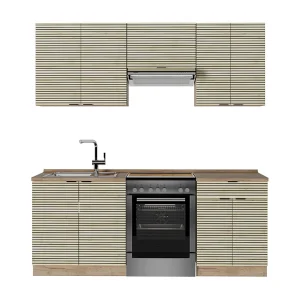 Complete keukeneenheid eiken paneel/goudkraft eik 200x60x81.6 fame-line Complete keukeneenheid eiken paneel/goudkraft eik 200x60x81.6 fame-line