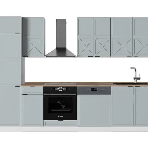 Complete keukeneenheid licht blauw-grijs/wit 300x60x81.6 fame-line