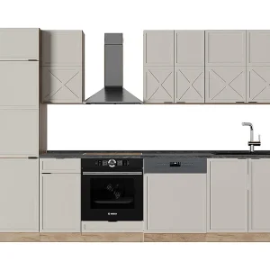 Complete keukeneenheid grijs/beige/gouden eik 300x60x81.6 fame-line