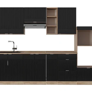 Complete keukeneenheid zwart gestreept/gouden eik 280x60x81.6 fame-line Complete keukeneenheid zwart gestreept/gouden eik 280x60x81.6 fame-line