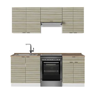 Complete keukeneenheid eiken paneel/wit 200x60x81.6 fame-line Complete keukeneenheid eiken paneel/wit 200x60x81.6 fame-line