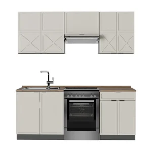 Complete keukeneenheid grijs/beige/antraciet 200x60x81.6 fame-line Complete keukeneenheid grijs/beige/antraciet 200x60x81.6 fame-line