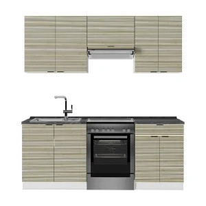 Complete keukeneenheid eiken paneel/wit 200x60x81.6 fame-line Complete keukeneenheid eiken paneel/wit 200x60x81.6 fame-line
