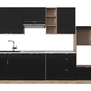 Complete keukeneenheid zwart gestreept/gouden eik 280x60x81.6 fame-line Complete keukeneenheid zwart gestreept/gouden eik 280x60x81.6 fame-line
