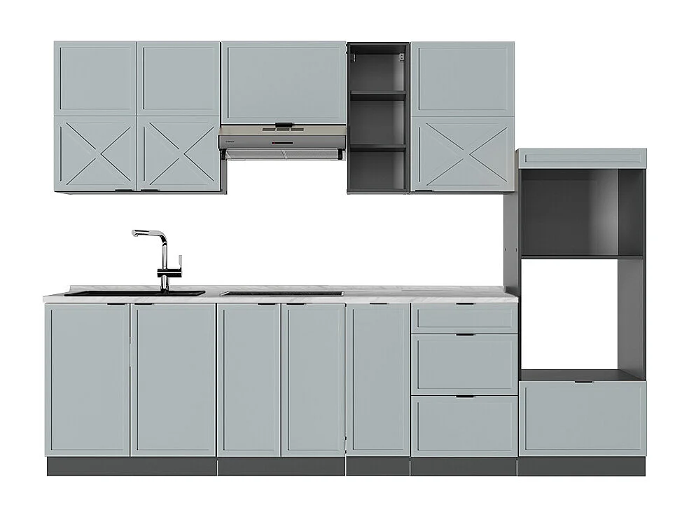 Complete keukeneenheid licht blauw-grijs/antraciet 280x60x81.6 fame-line