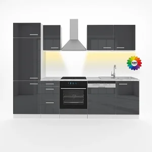 Complete keukeneenheid antraciet hoogglans/wit 270x46x81.6 optima