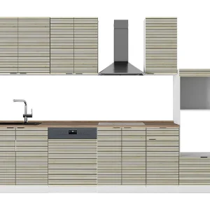 Complete keukeneenheid eiken paneel/wit 300x60x81.6 fame-line Complete keukeneenheid eiken paneel/wit 300x60x81.6 fame-line
