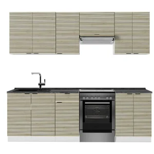Complete keukeneenheid eiken paneel/wit 240x60x81.6 fame-line Complete keukeneenheid eiken paneel/wit 240x60x81.6 fame-line