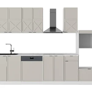Complete keukeneenheid grijs/beige/wit 300x46x81.6 fame-line Complete keukeneenheid grijs/beige/wit 300x46x81.6 fame-line