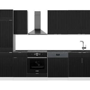 Complete keukeneenheid zwart gestreept/wit 300x60x81.6 fame-line Complete keukeneenheid zwart gestreept/wit 300x60x81.6 fame-line