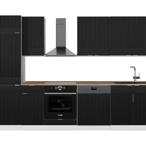 Complete keukeneenheid zwart gestreept/wit 300x60x81.6 fame-line Complete keukeneenheid zwart gestreept/wit 300x60x81.6 fame-line
