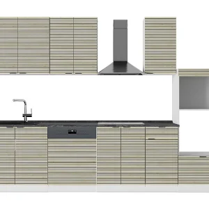 Complete keukeneenheid eiken paneel/wit 300x60x81.6 fame-line Complete keukeneenheid eiken paneel/wit 300x60x81.6 fame-line