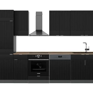 Complete keukeneenheid zwart gestreept/antraciet 300x60x81.6 fame-line Complete keukeneenheid zwart gestreept/antraciet 300x60x81.6 fame-line