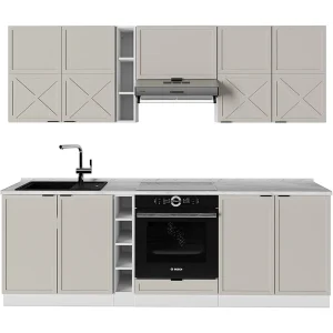 Complete keukeneenheid grijs/beige/wit 235x60x81.6 fame-line Complete keukeneenheid grijs/beige/wit 235x60x81.6 fame-line