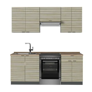 Complete keukeneenheid eiken paneel/antraciet 200x60x81.6 fame-line Complete keukeneenheid eiken paneel/antraciet 200x60x81.6 fame-line