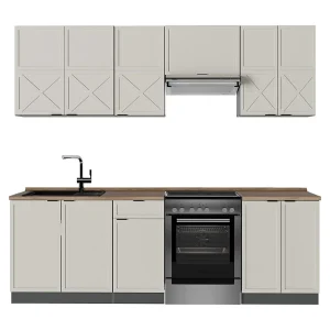 Complete keukeneenheid grijs/beige/antraciet 240x60x81.6 fame-line Complete keukeneenheid grijs/beige/antraciet 240x60x81.6 fame-line
