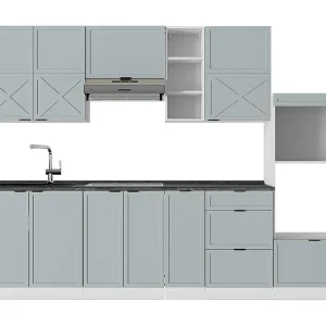 Complete keukeneenheid licht blauw-grijs/wit 280x60x81.6 fame-line