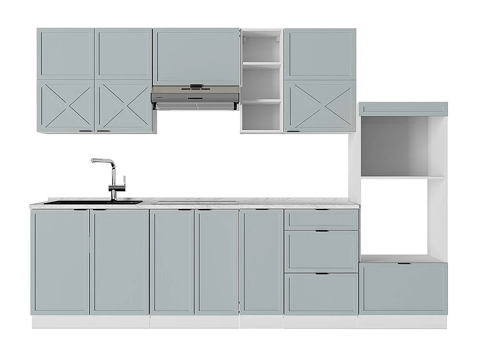Complete keukeneenheid licht blauw-grijs/wit 280x46x81.6 fame-line