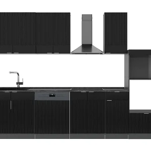 Complete keukeneenheid zwart gestreept/antraciet 300x60x81.6 fame-line Complete keukeneenheid zwart gestreept/antraciet 300x60x81.6 fame-line