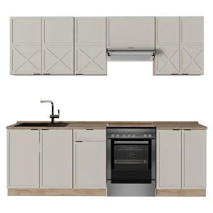 Complete keukeneenheid grijs/beige/gouden eik 240x60x81.6 fame-line Complete keukeneenheid grijs/beige/gouden eik 240x60x81.6 fame-line