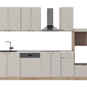 Complete keukeneenheid grijs/beige/gouden eik 300x46x81.6 fame-line Complete keukeneenheid grijs/beige/gouden eik 300x46x81.6 fame-line