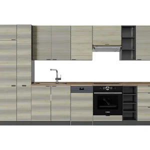 Complete keukeneenheid eiken paneel/antraciet 355x60x81.6 fame-line Complete keukeneenheid eiken paneel/antraciet 355x60x81.6 fame-line
