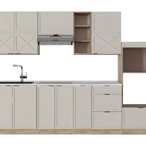 Complete keukeneenheid grijs/beige/gouden eik 280x46x81.6 fame-line Complete keukeneenheid grijs/beige/gouden eik 280x46x81.6 fame-line