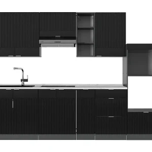 Complete keukeneenheid zwart gestreept/antraciet 280x60x81.6 fame-line Complete keukeneenheid zwart gestreept/antraciet 280x60x81.6 fame-line