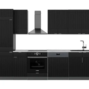 Complete keukeneenheid zwart gestreept/antraciet 300x60x81.6 fame-line Complete keukeneenheid zwart gestreept/antraciet 300x60x81.6 fame-line