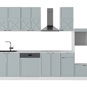 Complete keukeneenheid licht blauw-grijs/wit 300x60x81.6 fame-line