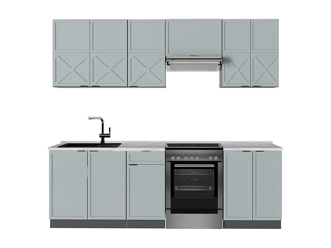Complete keukeneenheid licht blauw-grijs/antraciet 240x60x81.6 fame-line