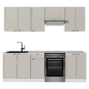 Complete keukeneenheid grijs/beige/wit 240x60x81.6 fame-line Complete keukeneenheid grijs/beige/wit 240x60x81.6 fame-line