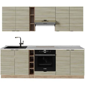 Complete keukeneenheid eiken paneel/goudkraft eik 235x60x81.6 fame-line Complete keukeneenheid eiken paneel/goudkraft eik 235x60x81.6 fame-line