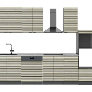 Complete keukeneenheid eiken paneel/antraciet 300x60x81.6 fame-line Complete keukeneenheid eiken paneel/antraciet 300x60x81.6 fame-line