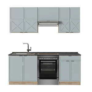 Complete keukeneenheid licht blauw-grijs/gouden eik 200x60x81.6 fame-line Complete keukeneenheid licht blauw-grijs/gouden eik 200x60x81.6 fame-line