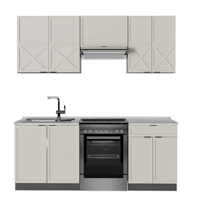 Complete keukeneenheid grijs/beige/antraciet 200x46x81.6 fame-line Complete keukeneenheid grijs/beige/antraciet 200x46x81.6 fame-line