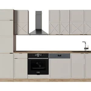 Complete keukeneenheid grijs/beige/gouden eik 300x60x81.6 fame-line