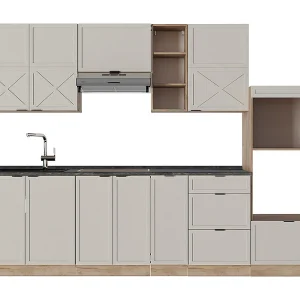 Complete keukeneenheid grijs/beige/gouden eik 280x60x81.6 fame-line Complete keukeneenheid grijs/beige/gouden eik 280x60x81.6 fame-line