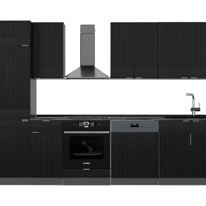Complete keukeneenheid zwart gestreept/antraciet 300x60x81.6 fame-line Complete keukeneenheid zwart gestreept/antraciet 300x60x81.6 fame-line