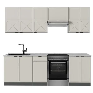 Complete keukeneenheid grijs/beige/antraciet 240x60x81.6 fame-line Complete keukeneenheid grijs/beige/antraciet 240x60x81.6 fame-line