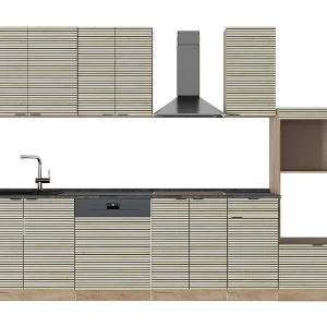 Complete keukeneenheid eiken paneel/goudkraft eik 300x60x81.6 fame-line Complete keukeneenheid eiken paneel/goudkraft eik 300x60x81.6 fame-line