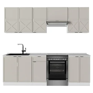 Complete keukeneenheid grijs/beige/wit 240x46x81.6 fame-line Complete keukeneenheid grijs/beige/wit 240x46x81.6 fame-line