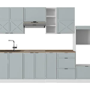 Complete keukeneenheid licht blauw-grijs/wit 280x60x81.6 fame-line