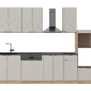 Complete keukeneenheid grijs/beige/gouden eik 300x60x81.6 fame-line