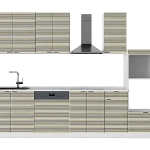 Complete keukeneenheid eiken paneel/wit 300x46x81.6 fame-line Complete keukeneenheid eiken paneel/wit 300x46x81.6 fame-line