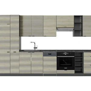 Complete keukeneenheid eiken paneel/antraciet 355x60x81.6 fame-line Complete keukeneenheid eiken paneel/antraciet 355x60x81.6 fame-line