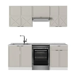 Complete keukeneenheid grijs/beige/wit 200x46x81.6 fame-line